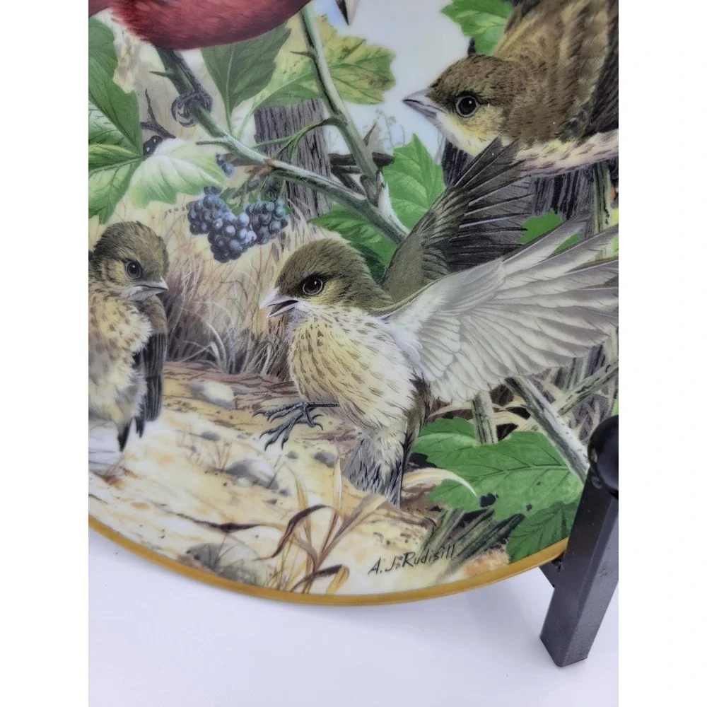 SCARLET TANAGER LEARNING‎ FLY collector plate ANTHONY RUDISILL Birds Countryside